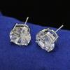 Womem Simple Round Cut Princes  Silver  Earrings White Rhinestone Ear Studs Women Party Jewelry