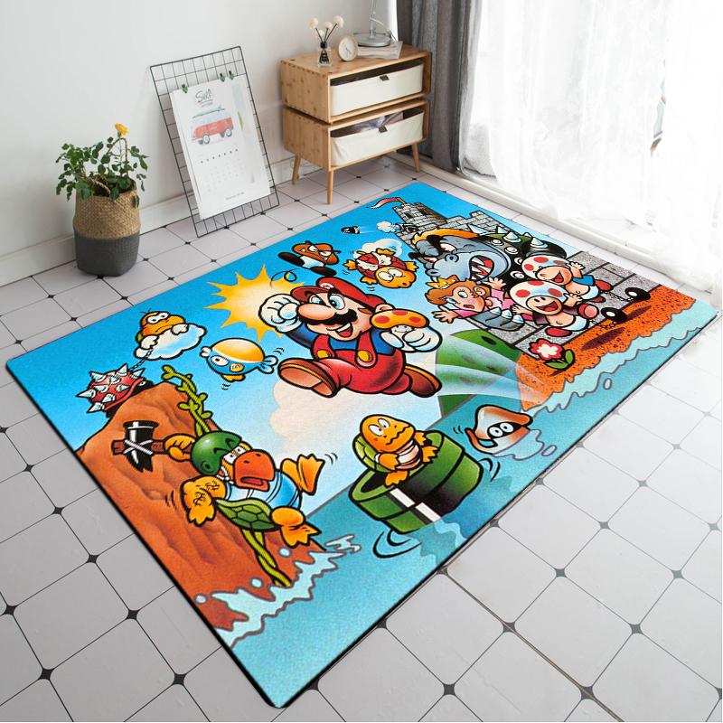 3D Cartoon Super Mario Bros Game HD Rug Area Carpet for Living Room Kids Bedroom Sofa Kitchen Decorate Child Non-slip Floor Mats
