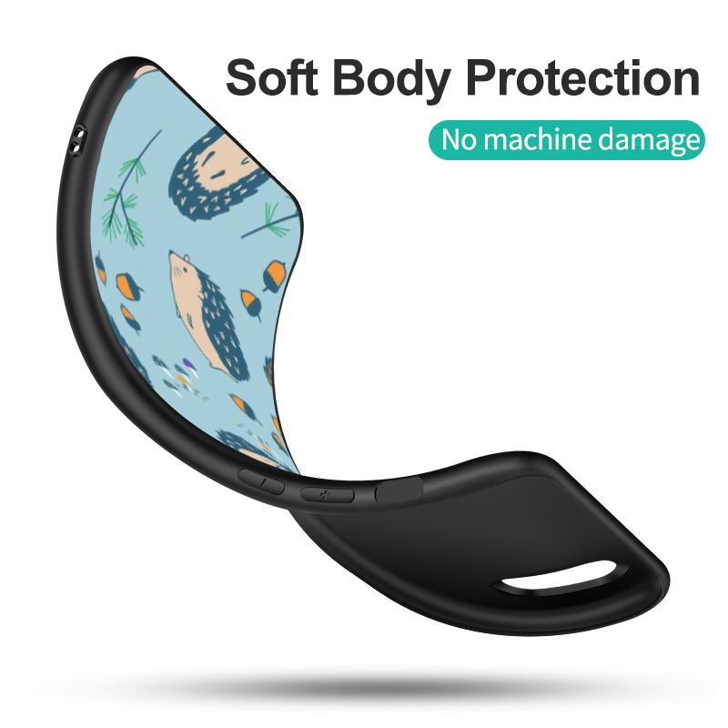 Black Tpu Case For Huawei P30 Lite P30 Pro P40 LITE E P Smart 2020 Cover Hedgehog