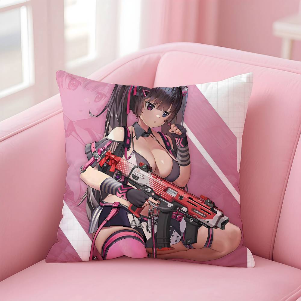 Anime G-Goddess of Victory N-Nikke Pillow Case Anti-dustmite Pillow Invisible Zipper Silky Short Plush Sofa Cushion Cover