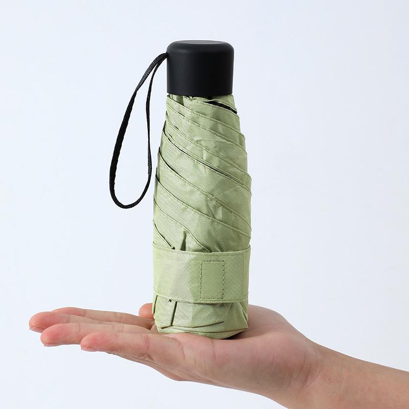 Ultralight Compact Women's Five-Fold Pocket Umbrella with Black Glue Sun Protection