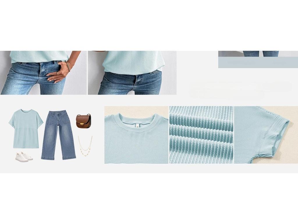 2026 European & American Women's Summer Casual Solid Color Round Neck Short Sleeve Loose T-shirt