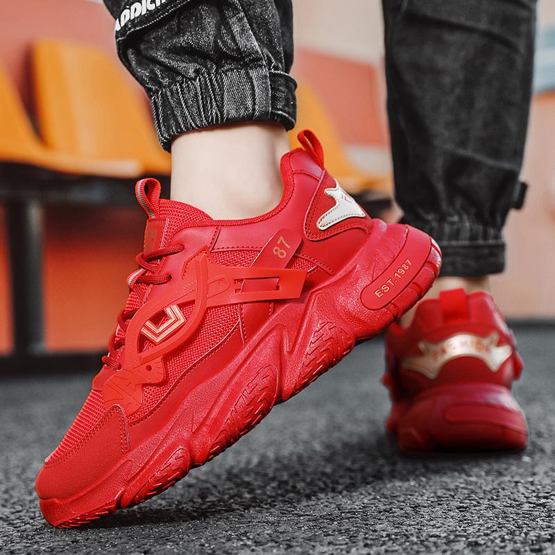 Mode Rot Casual Herren Sportschuhe Original Chunky Designer Schuhe Männer Trendy Outdoor Atmungsaktive Schnür-Plattform Sneakers Mann