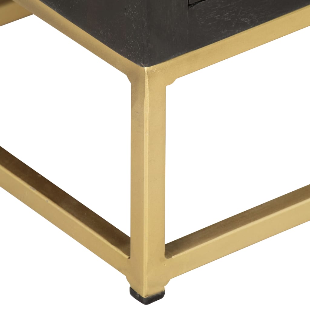 Drawer Chest Black & Gold 45 x 30 x 105 cm Solid Mango Wood