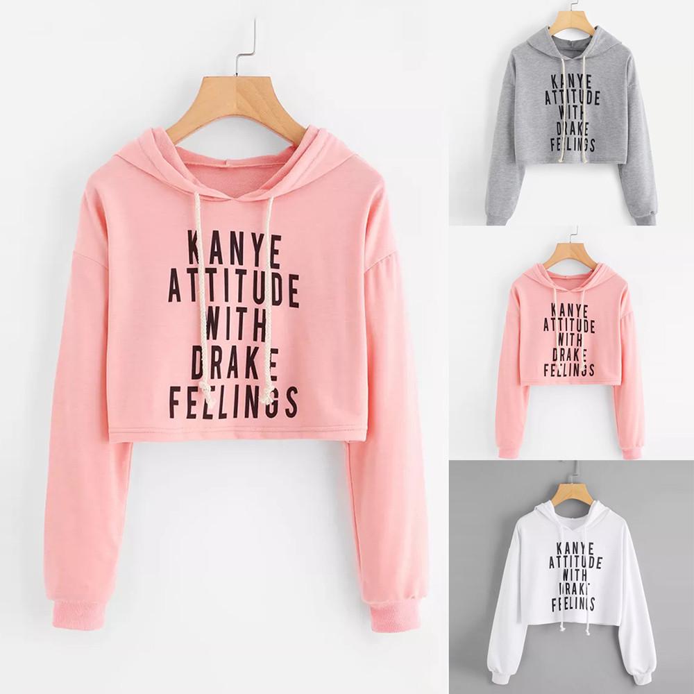 

Женская повседневная толстовка с капюшоном и буквенным принтом, пуловер с длинными рукавами, топы, блузка