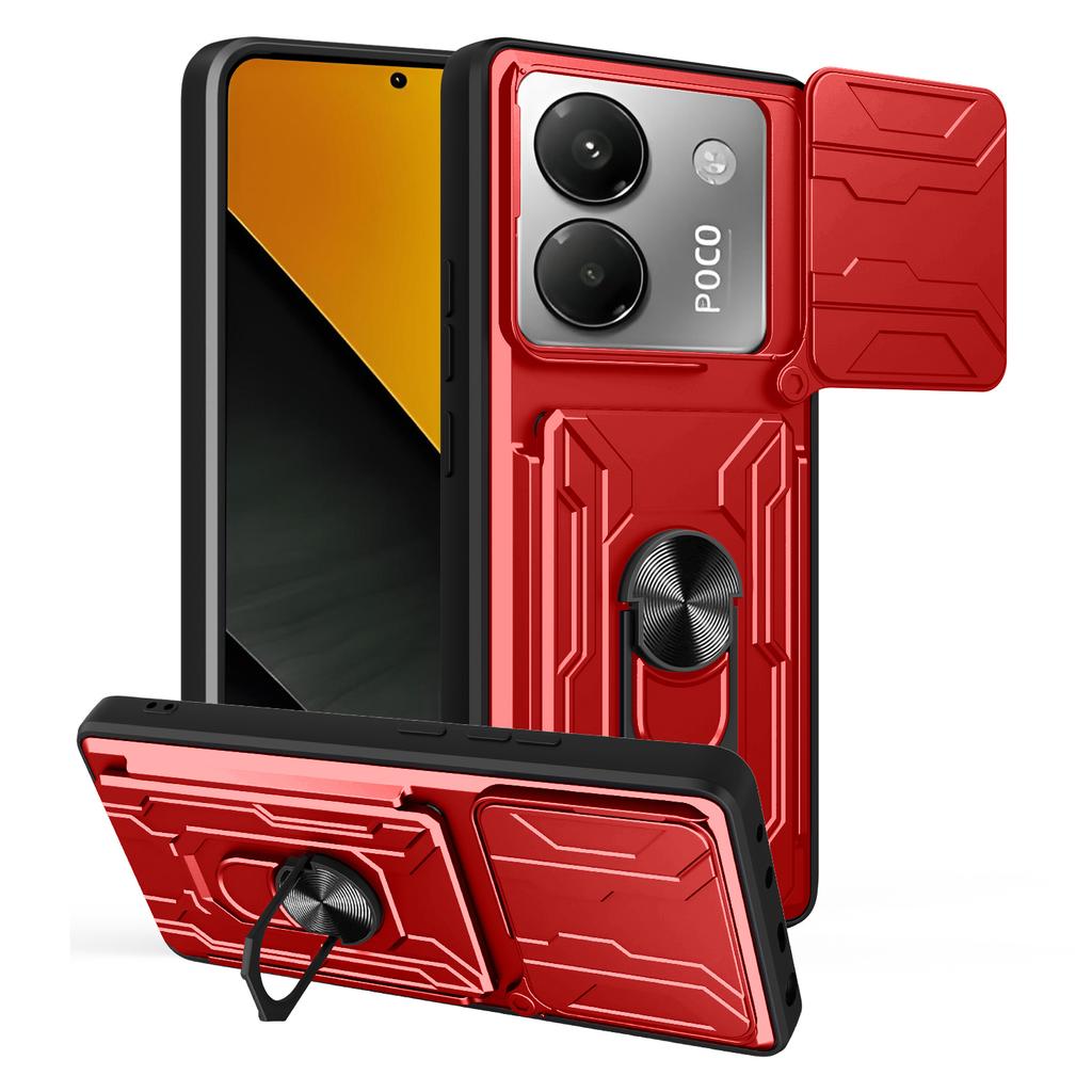 For Xiaomi Poco M7 Pro 5G Case PC+TPU Kickstand Phone Back Cover with Camera Slider