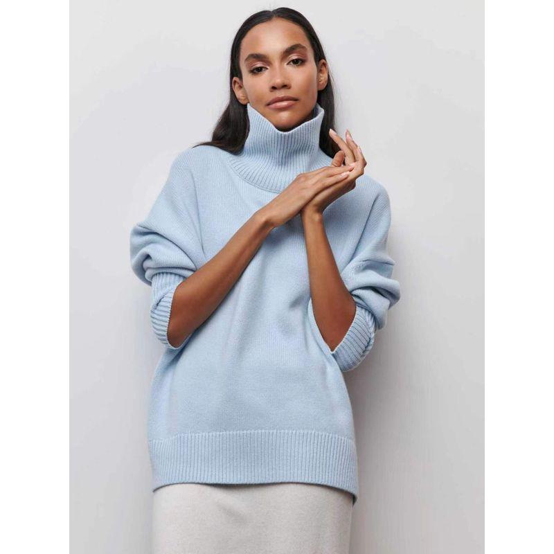 Fashion Women's New Loose High Collar Autumn and Winter Sweater Loose Fitting High Neck Sweater