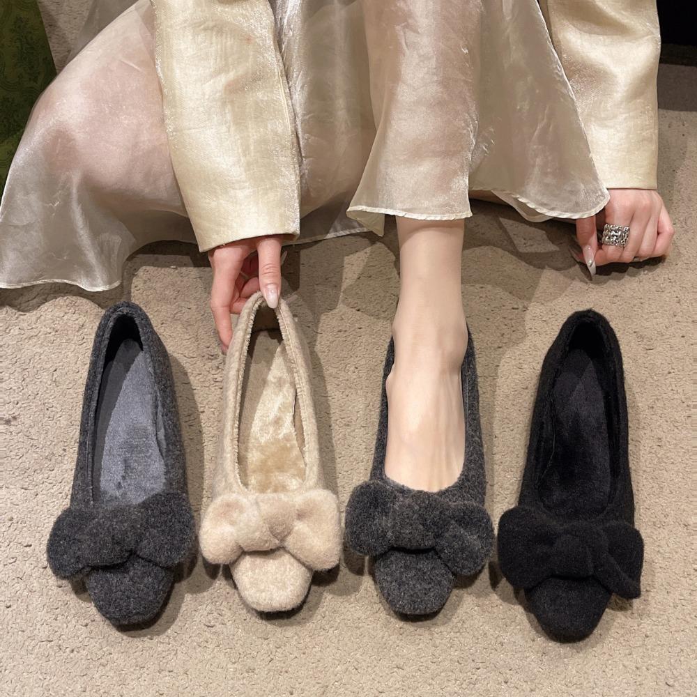 Mocassins Femme Grande Taille Mode Laine d'Agneau Bouclée Fourrure de Mouton Plates Femme Chaudes Chaussons en Peluche Hiver Chaussures en Coton Femme Bottes de Neige Fourrées