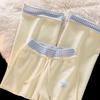 Korean-Style Plaid Embroidery Wide-Leg Pants - High-Waisted, Drawstring, Loose Fit for Spring/Autumn 2026