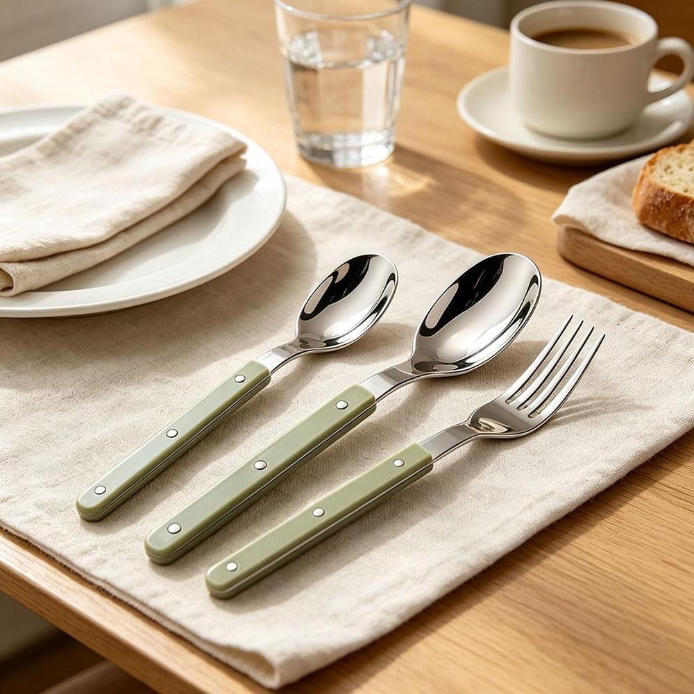 18Pcs ABS Handle Rivets Decoration Cutlery Set Stainless Steels Dinner Set Fork Spoon Western Dinnerware Kitchen Flatware