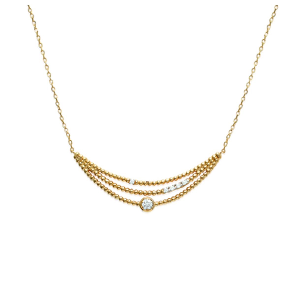 

Les Trésors De Lily [L0786] - Позолоченное колье Goddess белое золото - 50x10 мм
