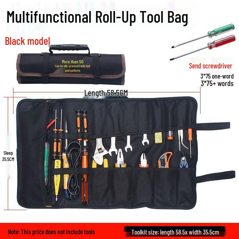 Golden Knight Electrician & Plumber Roll-Up Tool Bag - Multipurpose Canvas Storage with Insert Pockets