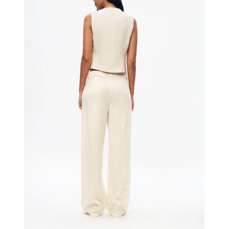 Spring New Two-Piece Suit Linen Vest 8008967 Linen Blend High Waist Flared Pants 8043967