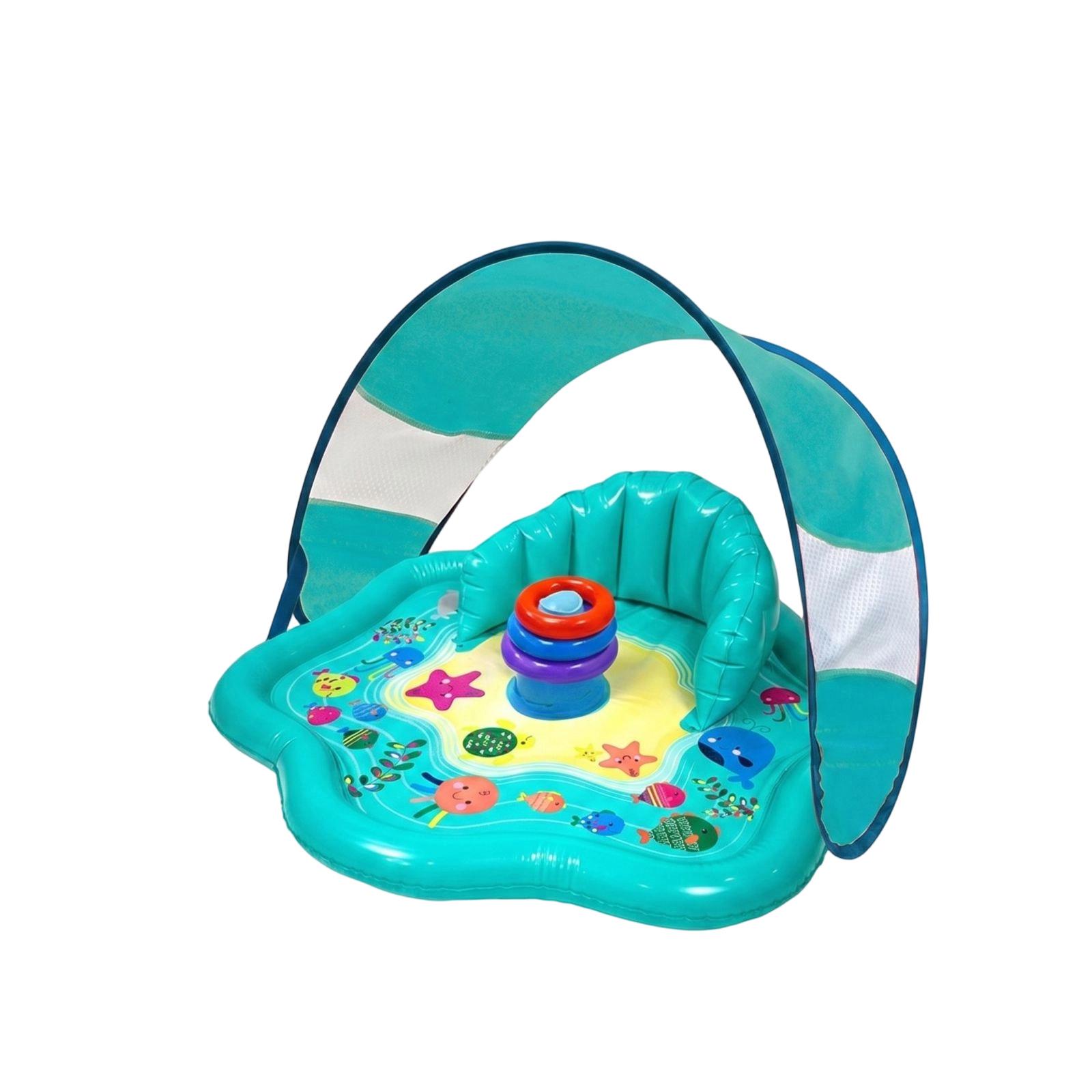 

Inflatable PVC Baby Backrest Play Mat with Sunshade Outdoor Cartoon Educational Seat Beach Mat Interactive Parent Child Toy One Size