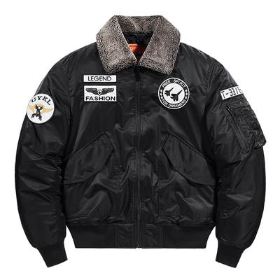 Autumn and Winter Thick Men's Jacket, Plus Size Stand Up Collar, Thick Warm Cotton Jacket, Detachable Collar, Flight Jacket