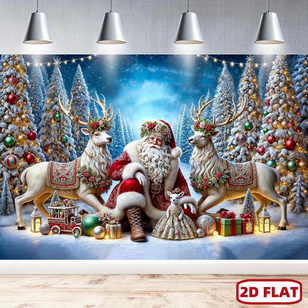 1Pcs Dienalls Luxurious Santa Decoration Background Winter Backdrop Decorations For Photo Studio Photo Booth Christams Party