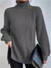Autumn Winter Knitwear Mid Length Raglan Sleeve High Collar Split Hem Sweater Dress Luxurious Relaxed-fit Slimming and Versatile Top