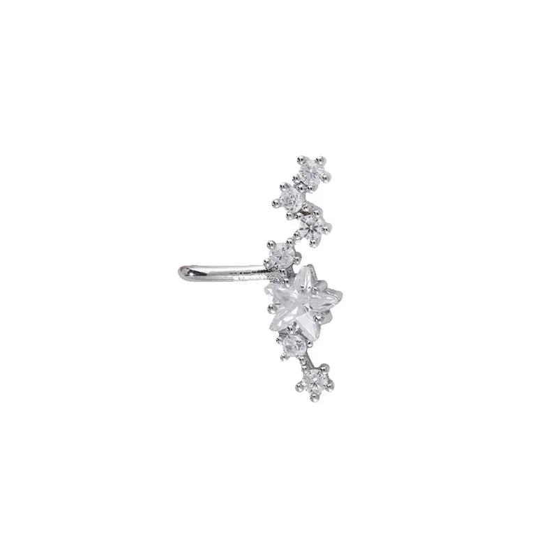 1PCS Zircon Star Without Hole Fake Earrings Single Ear Bone Clip Ear Cuffs Crystal Clip for Women Earrings Jewelry