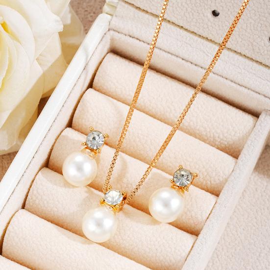 2 buc/set colier cu perle imitație cercei set reglabil extensie lanț culori strălucitoare set de bijuterii pentru femei