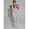 Sexy deep V sleeveless neck dress women's summer new temperament sequined waist hip skirt
