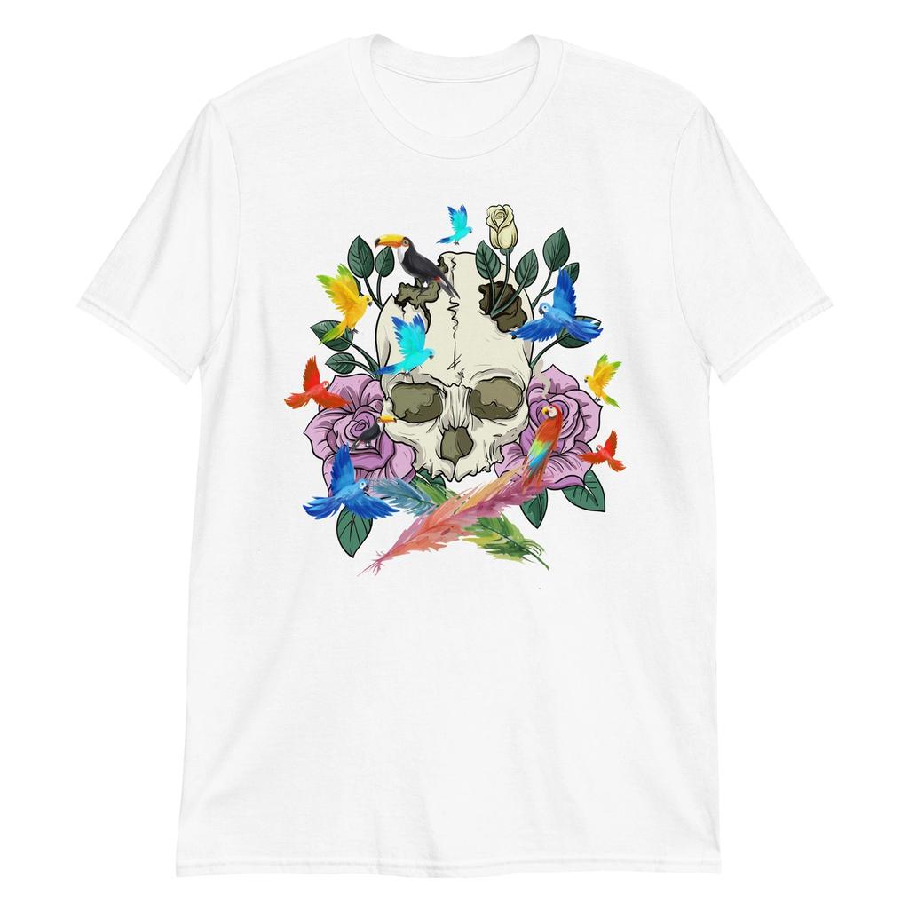 Skull Birds Unisex 100% Cotton T-shirt Mens Tees Top, Gothic, Rock, Punk, Grunge, Biker, Emo, Death, Metal
