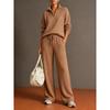 Women's Loose Knit Tracksuit Long Sleeve Half Zip Sweatshirt Drawstring Waist Wide Leg Pants