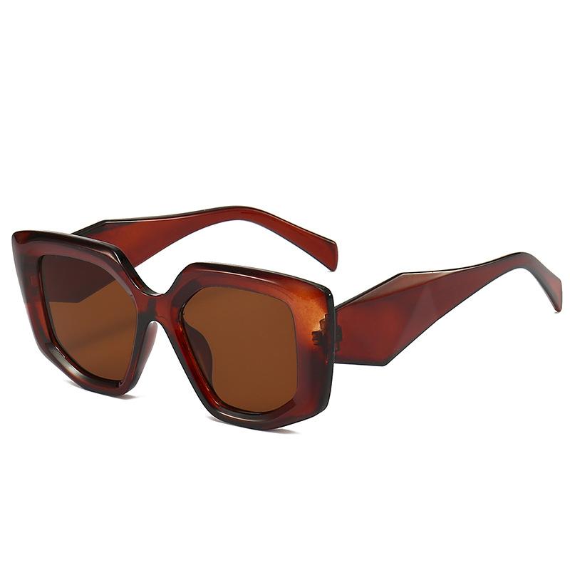 Fashion Square Large Frame Sunglasses Women'S Round Face Ins Street Shooting Brown Sunglasses Anti-Ultraviolet Tide