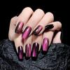 Handgemachte reflektierende Glitzer-Katzenaugen-Pressnägel, mittlerer Sarg, volle Abdeckung, lila künstliche Nägel für Frauen und Mädchen