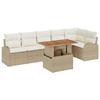 VidaXL Ensemble de salle à manger de jardin 7 pièces avec coussins beige poly rattan acacia 3349595
