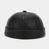 PU Leather Brimless Hat Retro Melon Skin Caps High Quality Docker Cap  Autumn Winter