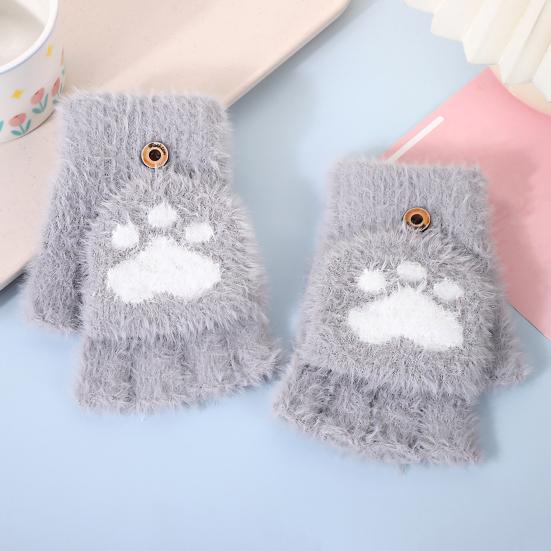 Fuzzy Convertible Mittens Fluffy Warm Fingerless Gloves with Flip Covers Winter Soft Half Finger Gloves for Women Texting Outdoor Driving