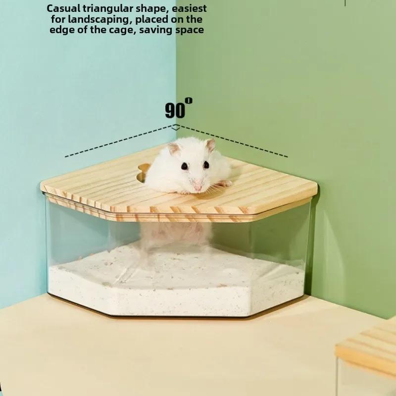 Hamster Sand Bath Box Acrylic Transparent Large Pet Chinchilla Toilet Dual Purpose Bath Sand Urine Basin Golden Bear Cage Clean