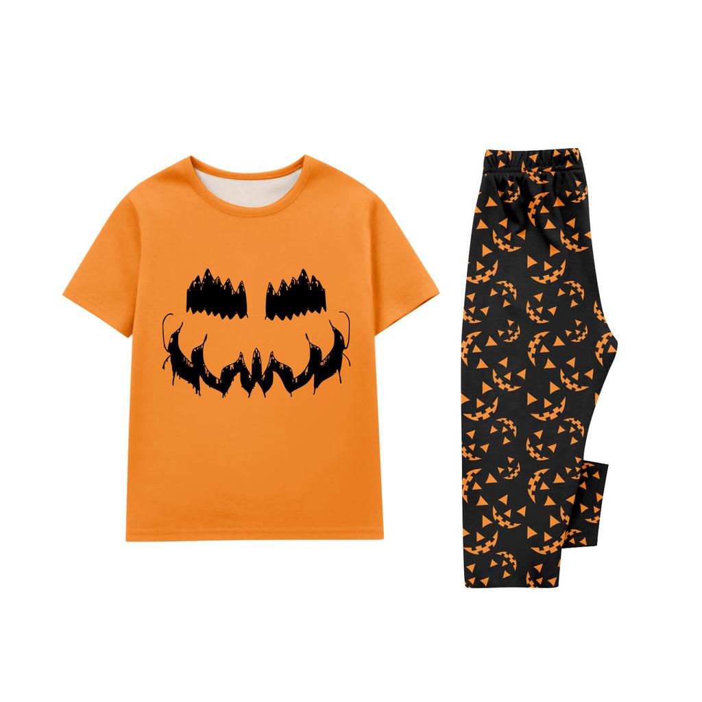 Print Cute Family Set Pajamas, Home Clothes, Family Set short Sleeve Top Pants Set