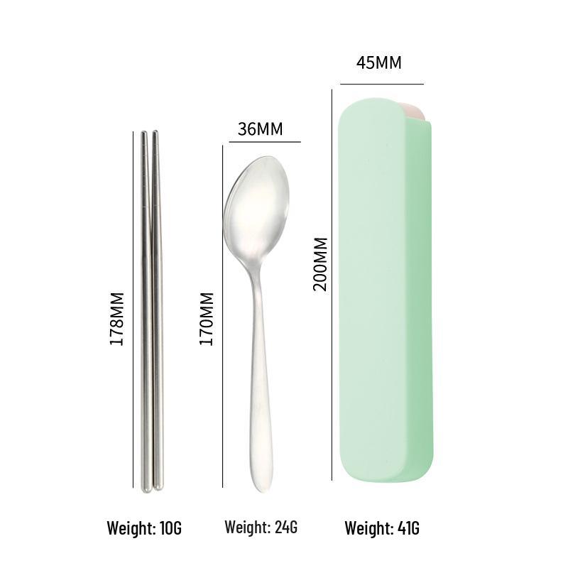 Stainless Steel Cutlery Set: Spoon, Fork & Chopsticks with Pointed Ends - Portable for Outdoor, Student, or Gift Use