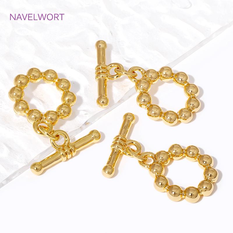 18K Gold Plated End Beads Toggle Clasp Brass Irregular Round OT Clasp For Jewelry Making Findings DIY Jewelry Accessories