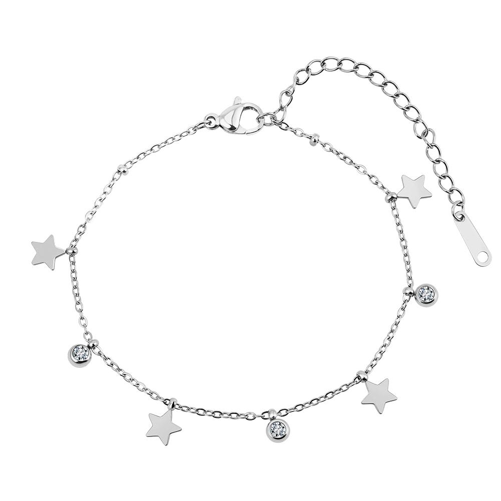 Braccialetto cavigliera sottile Effie Queen in acciaio inossidabile per gamba da donna Moda Estate Spiaggia Gioielli per Piede Cavigliere Minimaliste CZ Regalo