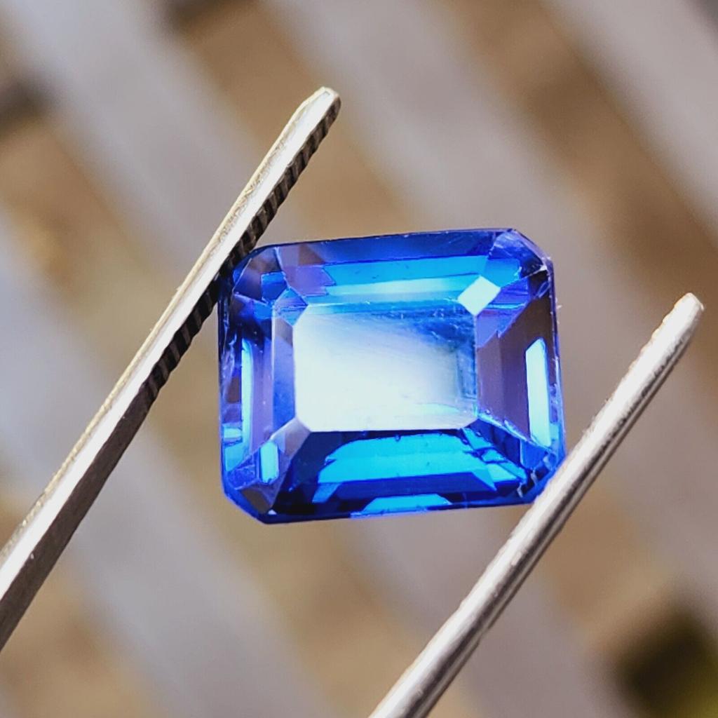 10 Cts Heated Ceylon Blue Sapphire Emerald Cut Certified Loose Gemstone
