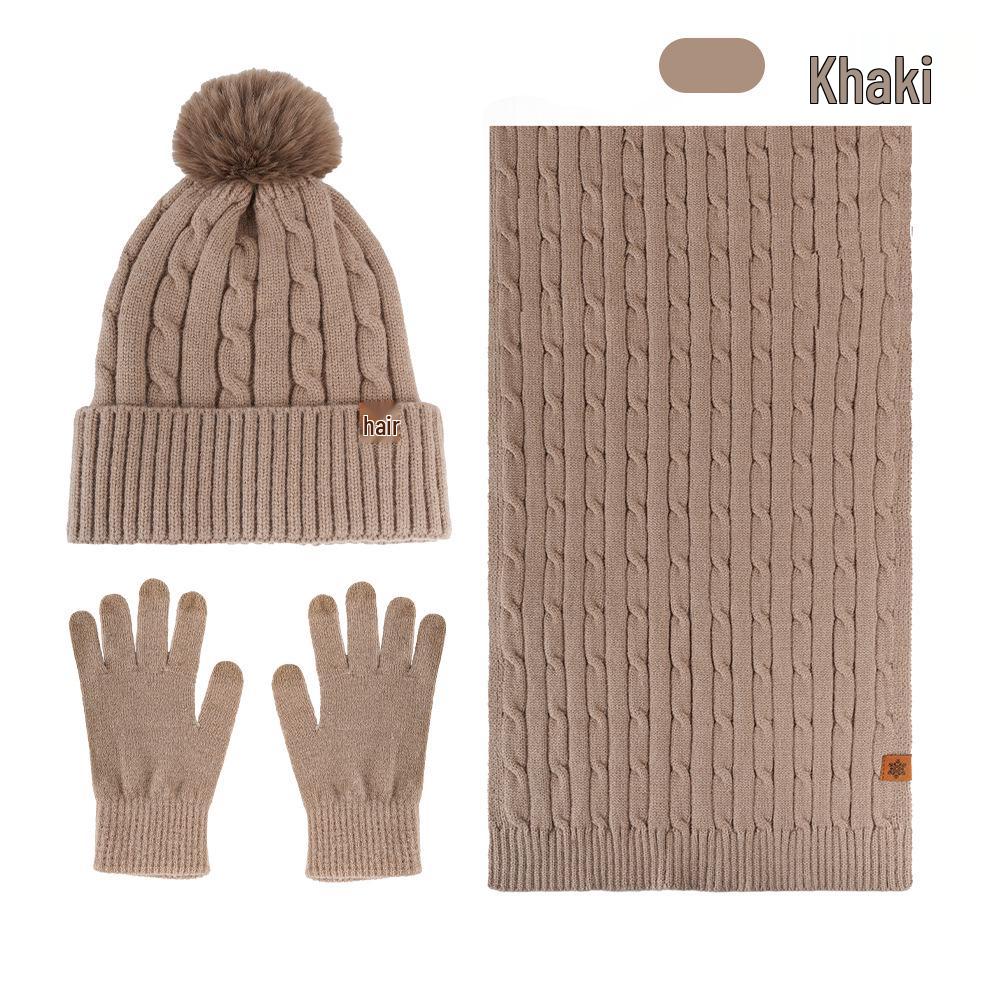 Women's Winter Knit Hat, Scarf, and Gloves Set - Double Layer Fleece Lined for Warmth