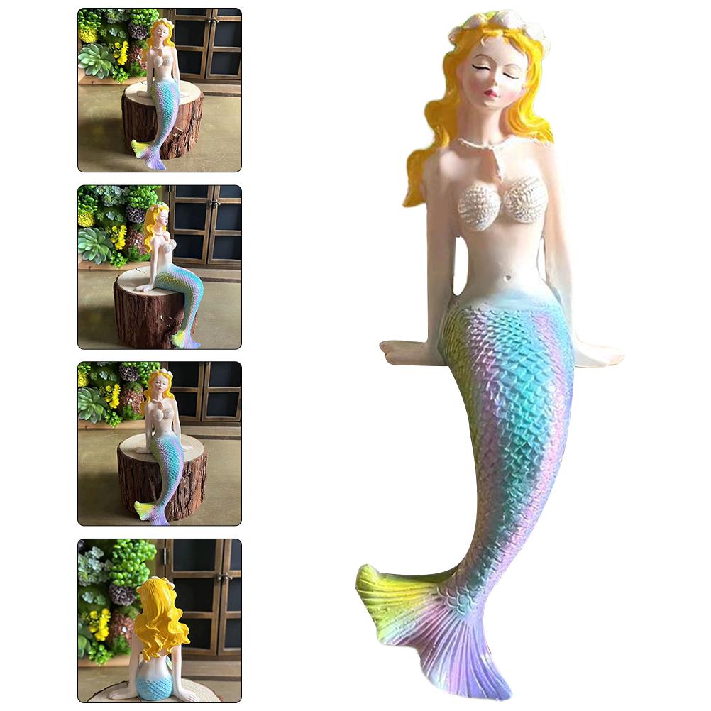 

1 шт. Статуетка-фігурка Русалки зі смоли Декоративна прикраса Модель Мініатюрна статуетка Русалки Декорація для акваріума Акваріумна декорація Креативна 23x9.5cm