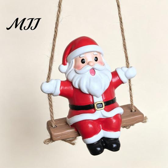 Decorative Santa Figurine Swing Claus Ornament, Resin Christmas Tree Holiday Home Decor Hanging Decoration, Seasonal Pendant Festive Ornament