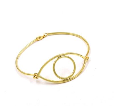 925 Sterling Silver, Evil Eye Handmade Designer Bracelet, Women Jewelry, Unique Gift, Silver Charm Jewelry, Yellow Gold Bracelet