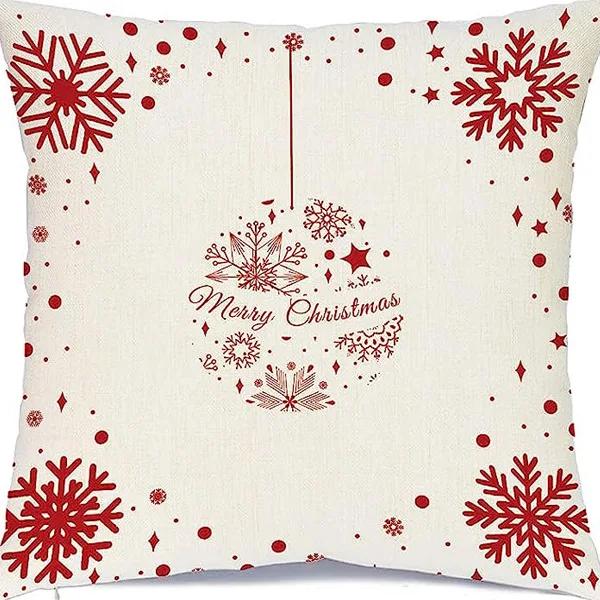 Merry Christmas Decor Cushion Cover 45x45 cm Pillow CaseCartoon Reindeer Santa Claus Printed Throw Pillowcase Linen Pillow Cover