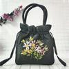 Leaf Embroidery Flower Handbag Satin Silk Small Purse Wallet Hanfu Drawstrings Bag  Ladies/Girls
