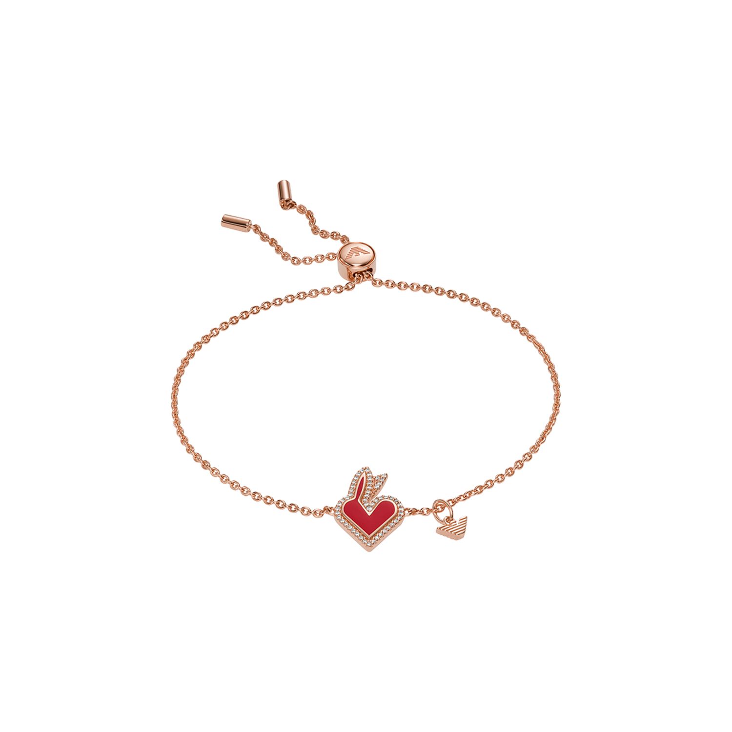 

Emporio Armani Rabbit Diamond Inlaid 925 Silver Bracelet Women Bracelets Rose-Gold EG3567221 Basic Packaging-Box