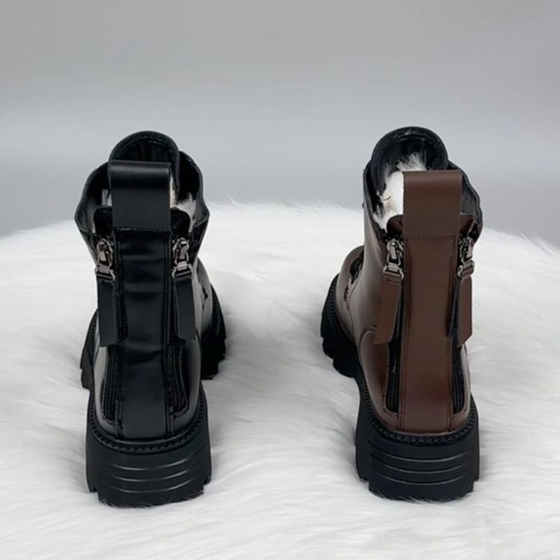 Autumn and Winter Footwear Plus Size Thick Platform Non-slip Thick Heel Warm Padded Cotton Boots Women's Shoes