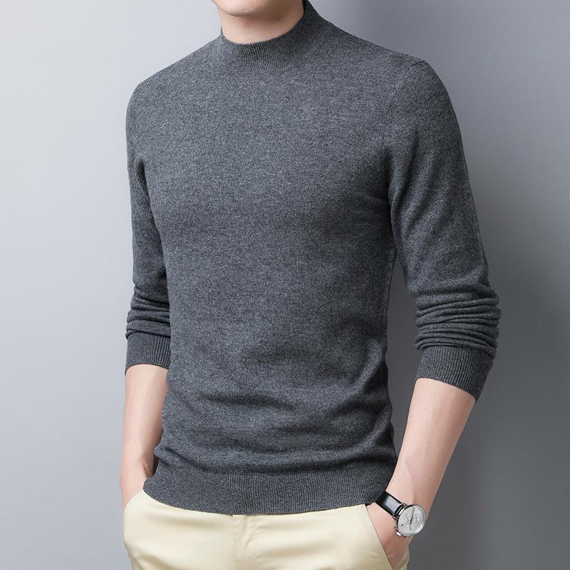 

Мужской зимний свитер в корейском стиле из 100% чистой шерсти с полуводолазкой - модная теплая трикотажная рубашка 3XL for 180-200 jin