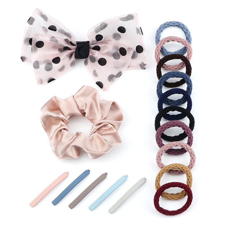 17PCS/Set Elastic Basic Hair Bands Hairpins Fashion Rubber Band for Women Girls Hair Clips Ties Headwear Hair Accessories Gifts