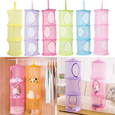 Multi-function 3 Shelf Storage Hanging Home Foldable Toy Hanging Organizer Case Net Door Wall Cylindrical Capacity Tote Bag 2024