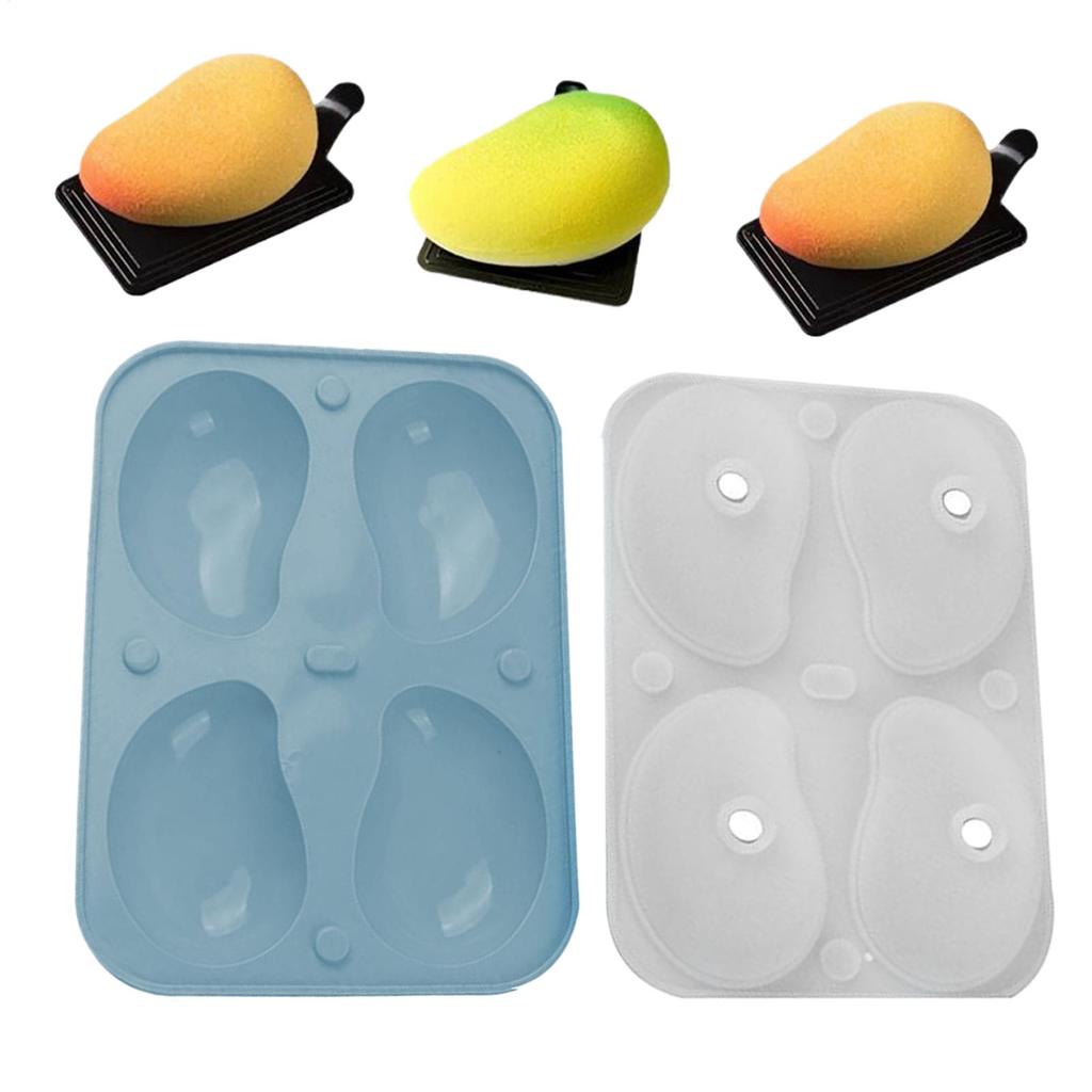 3D Mango Silicone Mold 4-Cavity Food Grade Mousse Cake Molds Chocolate Mousse Cake Mould Mango Stuffing Chocolate Molds