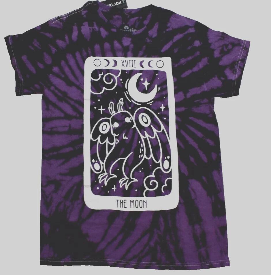 

Goodie Two Sleeves Женская футболка с принтом Mothman Moon Tarot Card, тай-дай, новая, размеры XS-2XL S